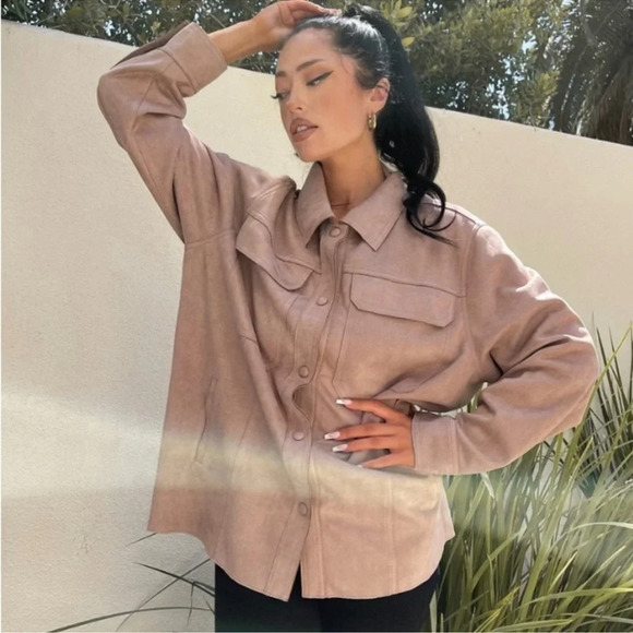 Jules Kae Hannah Beige Oversized Shacket Jacket Size XS - Picture 1 of 12